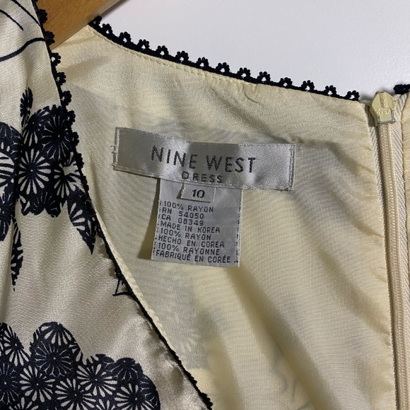 Beautiful vintage Nine West dress cream and black floral size 10 - Picture 3 of 7